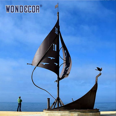 Large stainless steel ship abstract sculpture