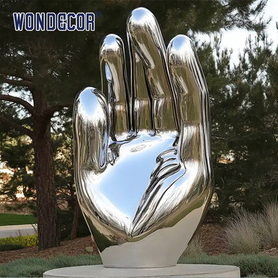 Large-Scale Metal Abstract Art Palm Stainless Steel Sculpture for Gardens