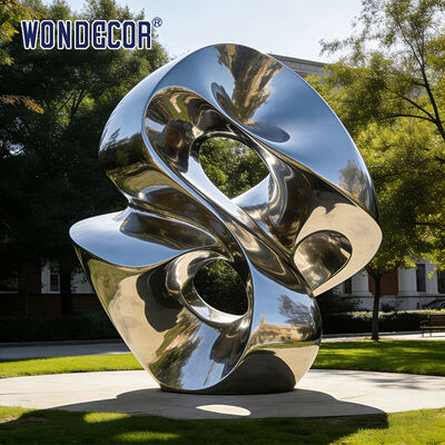 Large Outdoor Park Modern Stainless Steel Sculpture - "Flowing Loop" Metal Art Decor
