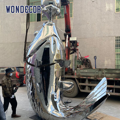 Modern Animal Fish Stainless Steel Sculpture Custom Outdoor Decor Large Sculpture